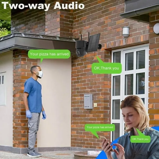 Solar Charging Waterproof Outdoor IP Security Surveillance Cam Wireless WiFi PTZ Camera Speed Dome CCTV Full Color Night Vision Motion Detection Built-in Large Batteries Two-Way Audio