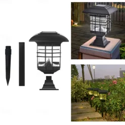 Solar Column Head Lamp Ground Insertion Lamp Outdoor Pathway Street Lamp Waterproof Lawn Lamp Courtyard Lighting Decoration LED Solar Garden Lamp 1PC