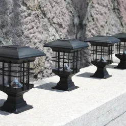 Solar Column Head Lamp Ground Insertion Lamp Outdoor Pathway Street Lamp Waterproof Lawn Lamp Courtyard Lighting Decoration LED Solar Garden Lamp 1PC