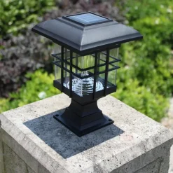 Solar Column Head Lamp Ground Insertion Lamp Outdoor Pathway Street Lamp Waterproof Lawn Lamp Courtyard Lighting Decoration LED Solar Garden Lamp 1PC