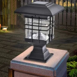Solar Column Head Lamp Ground Insertion Lamp Outdoor Pathway Street Lamp Waterproof Lawn Lamp Courtyard Lighting Decoration LED Solar Garden Lamp 1PC