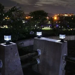 Solar Column Head Lamp Ground Insertion Lamp Outdoor Pathway Street Lamp Waterproof Lawn Lamp Courtyard Lighting Decoration LED Solar Garden Lamp 1PC