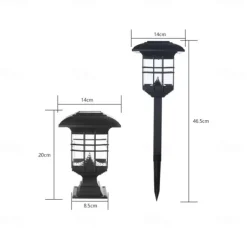 Solar Column Head Lamp Ground Insertion Lamp Outdoor Pathway Street Lamp Waterproof Lawn Lamp Courtyard Lighting Decoration LED Solar Garden Lamp 1PC