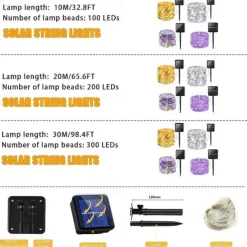 Solar Copper Wire Lights Led Fairy Lights String Outdoor Waterproof Ground Plug Decorative Lights Christmas Lights