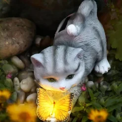 Solar Cute Simulation Cat Garden Light, Outdoor Waterproof Resin Crafts, Creative Animal Home & Patio Decoration