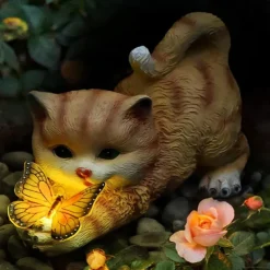 Solar Cute Simulation Cat Garden Light, Outdoor Waterproof Resin Crafts, Creative Animal Home & Patio Decoration