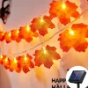 Solar 3D Pumpkin Maple Leaf String Lights 6.5m 30LED Outdoor Waterproof Garden Light Autumn Thanksgiving Christmas Wedding Party Holiday Yard Home Balcony Decoration