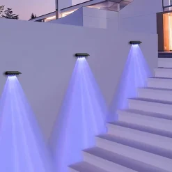 Solar Deck Lamp Outdoor Wall Washing Light Step Light Waterproof LED Wall Lamp Garden Porch Yard Fence Wall Landscape Decoration 2/4PCS