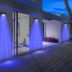 Solar Deck Lamp Outdoor Wall Washing Light Step Light Waterproof LED Wall Lamp Garden Porch Yard Fence Wall Landscape Decoration 2/4PCS