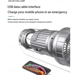 Solar Electric Fan Camping Lamp with Bluetooth Speaker Portable Switch Camping Lamp Lithium Battery Solar USB Charging