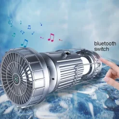Solar Electric Fan Camping Lamp with Bluetooth Speaker Portable Switch Camping Lamp Lithium Battery Solar USB Charging