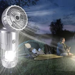 Solar Electric Fan Camping Lamp with Bluetooth Speaker Portable Switch Camping Lamp Lithium Battery Solar USB Charging