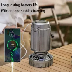 Solar Electric Fan Camping Lamp with Bluetooth Speaker Portable Switch Camping Lamp Lithium Battery Solar USB Charging