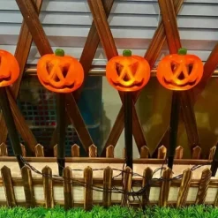 Solar Evil Pumpkin Patio Lights Spooky Glow to Your Outdoor Jack O Lantern Decor Pumpkin Skull Ghost for Halloween Thanksgiving Holidays