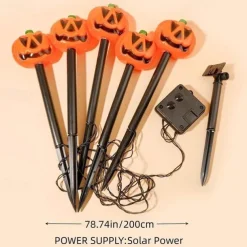 Solar Evil Pumpkin Patio Lights Spooky Glow to Your Outdoor Jack O Lantern Decor Pumpkin Skull Ghost for Halloween Thanksgiving Holidays