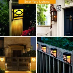 Solar Fence Lights Outdoor LED Wall Light Waterproof Wireless Step Decorative Lighting Lamps for Deck Stair Patio Garden Walkway Landscape