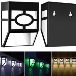 Solar Fence Lights Outdoor LED Wall Light Waterproof Wireless Step Decorative Lighting Lamps for Deck Stair Patio Garden Walkway Landscape