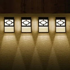 Solar Fence Lights Outdoor LED Wall Light Waterproof Wireless Step Decorative Lighting Lamps for Deck Stair Patio Garden Walkway Landscape