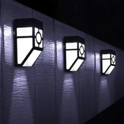 Solar Fence Lights Outdoor LED Wall Light Waterproof Wireless Step Decorative Lighting Lamps for Deck Stair Patio Garden Walkway Landscape