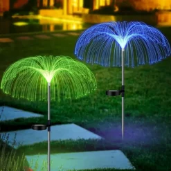Solar Fiber Double-layer Jellyfish Lamp Outdoor Ground Plug Induction Lawn Garden Decorative Landscape Lamp