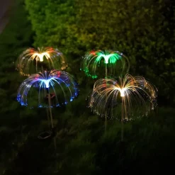 Solar Fiber Double-layer Jellyfish Lamp Outdoor Ground Plug Induction Lawn Garden Decorative Landscape Lamp