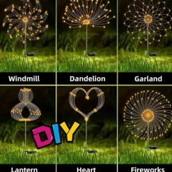 Solar Firework Light, IP65 Waterproof Christmas Garden Flower Lights with 8 Modes, Outdoor Fairy Stake Lights for Yard, Patio & Christmas Decorations