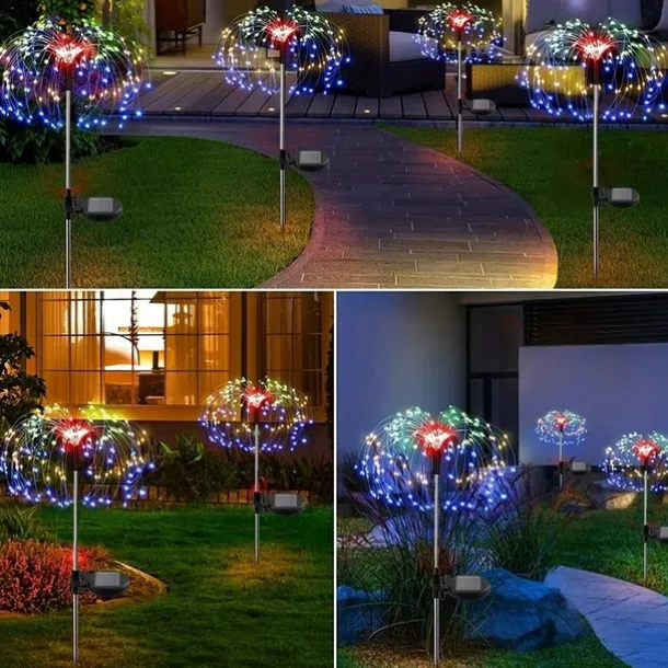 Solar Firework Light, IP65 Waterproof Christmas Garden Flower Lights with 8 Modes, Outdoor Fairy Stake Lights for Yard, Patio & Christmas Decorations