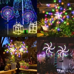 Solar Firework Lights - 120 LEDs Outdoor Pathway & Garden Fairy Lights, 2 Lighting Modes for Yard & Driveway Landscape