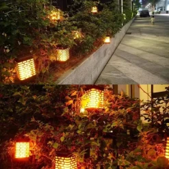 Solar Flame Lantern - Outdoor Waterproof LED Pathway Garden Light, 99 LEDs Dancing Flickering Flame, USB Charging for Courtyard, Balcony and Landscape Decoration for Halloween
