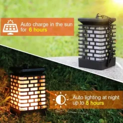 Solar Flame Lantern - Outdoor Waterproof LED Pathway Garden Light, 99 LEDs Dancing Flickering Flame, USB Charging for Courtyard, Balcony and Landscape Decoration for Halloween
