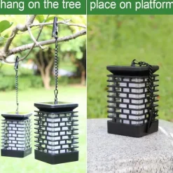 Solar Flame Lantern - Outdoor Waterproof LED Pathway Garden Light, 99 LEDs Dancing Flickering Flame, USB Charging for Courtyard, Balcony and Landscape Decoration for Halloween