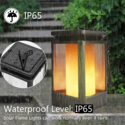 Solar Flame Lantern Outdoor Pathway Lights Garden Lights LED Waterproof Hanging Light 99LEDs Retro Garden Light 3 Modes Lighting Landscape Light for Courtyard Balcony Pathway Christmas/Halloween Decor