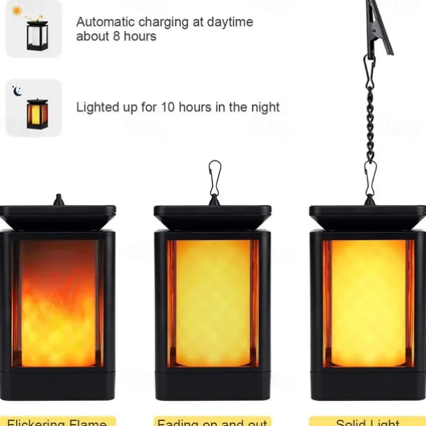 Solar Flame Lantern Outdoor Pathway Lights Garden Lights LED Waterproof Hanging Light 99LEDs Retro Garden Light 3 Modes Lighting Landscape Light for Courtyard Balcony Pathway Christmas/Halloween Decor