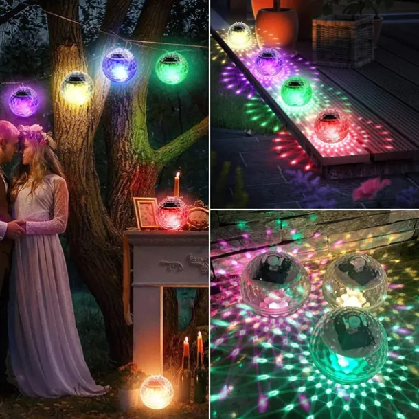 Solar Floating Pool Lights, Submersible LED Lights with RGB Color Changing, LED Waterproof Pool Lights for Outdoor Lighting Garden Backyard Lawn Path Wedding Party Pool Decoration 1/2Pcs