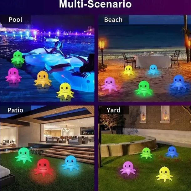 Solar Floating Pool Lights Solar Powered Waterproof Inflatable Octopus Light 16 Colors Inflatable Pond Light with Remote Control for Christmas Decoration Garden Wedding Party