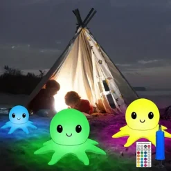 Solar Floating Pool Lights Solar Powered Waterproof Inflatable Octopus Light 16 Colors Inflatable Pond Light with Remote Control for Christmas Decoration Garden Wedding Party
