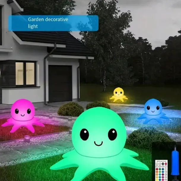Solar Floating Pool Lights Solar Powered Waterproof Inflatable Octopus Light 16 Colors Inflatable Pond Light with Remote Control for Christmas Decoration Garden Wedding Party