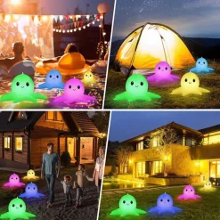 Solar Floating Pool Lights Solar Powered Waterproof Inflatable Octopus Light 16 Colors Inflatable Pond Light with Remote Control for Christmas Decoration Garden Wedding Party