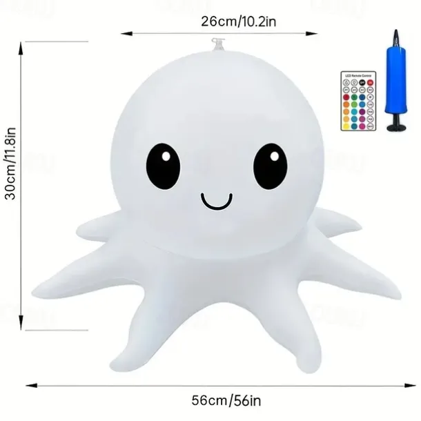 Solar Floating Pool Lights Solar Powered Waterproof Inflatable Octopus Light 16 Colors Inflatable Pond Light with Remote Control for Christmas Decoration Garden Wedding Party