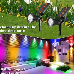 Solar Flood Lights Garden Spotlight Outdoor Waterproof 7LED Ground Plug Lawn Lamp LED Flood Light Courtyard Landscape Garden Decorative Lighting Garden Light