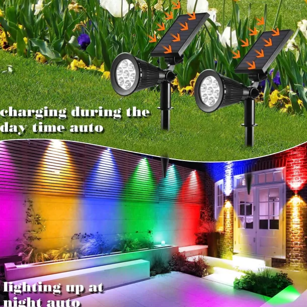 Solar Flood Lights Garden Spotlight Outdoor Waterproof 7LED Ground Plug Lawn Lamp LED Flood Light Courtyard Landscape Garden Decorative Lighting Garden Light
