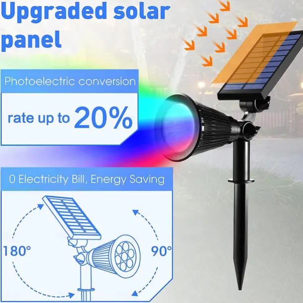 Solar Flood Lights Garden Spotlight Outdoor Waterproof 7LED Ground Plug Lawn Lamp LED Flood Light Courtyard Landscape Garden Decorative Lighting Garden Light