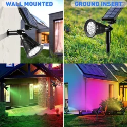 Solar Flood Lights Garden Spotlight Outdoor Waterproof 7LED Ground Plug Lawn Lamp LED Flood Light Courtyard Landscape Garden Decorative Lighting Garden Light