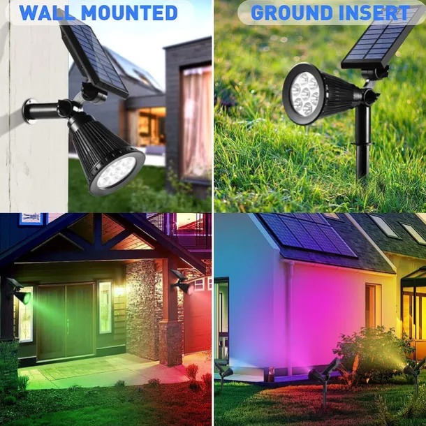 Solar Flood Lights Garden Spotlight Outdoor Waterproof 7LED Ground Plug Lawn Lamp LED Flood Light Courtyard Landscape Garden Decorative Lighting Garden Light