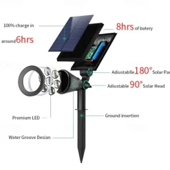 Solar Flood Lights Garden Spotlight Outdoor Waterproof 7LED Ground Plug Lawn Lamp LED Flood Light Courtyard Landscape Garden Decorative Lighting Garden Light