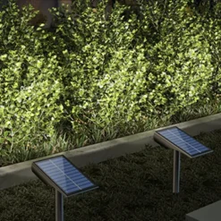 Solar Flood Lights Landscape Spotlights - IP65 Waterproof Outdoor Pathway Garden Light, Warm White & Green Auto On/Off Solar Lights for Driveway, Porch and Walkways