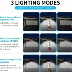 Solar Flood Lights Outdoor Motion Sensor 300 LED 5 Heads Solar Powered Motion Sensor with Remote Control Dusk To Dawn 3 Lighting Modes