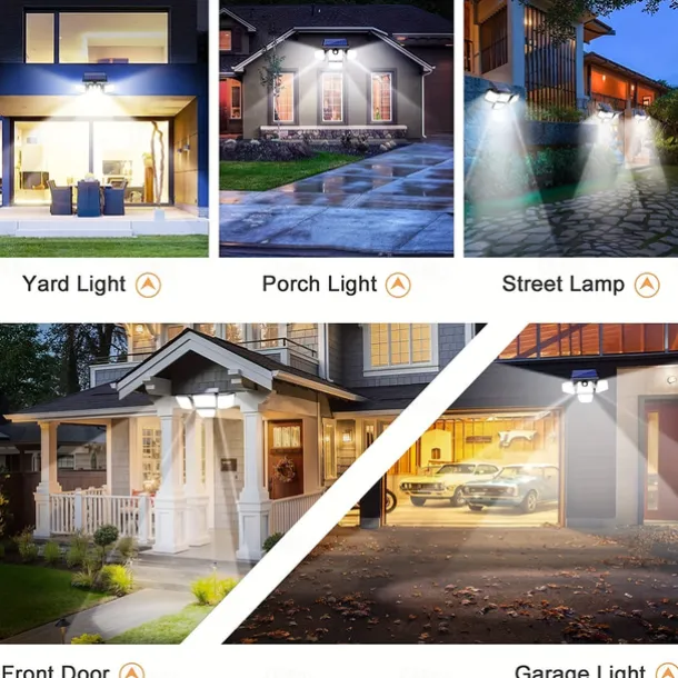 Solar Flood Lights Outdoor Lights 278LEDs 3000LM Motion Sensor Lights Solar Powered Lights 4 Heads Security Flood Lights IP65 Waterproof 300 Wide Angle Wall Lights With 3 Modes for Garden Yard Pathway