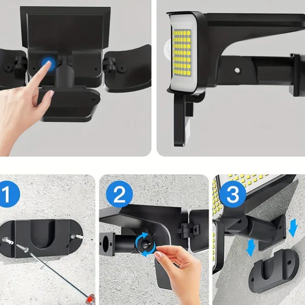 Solar Flood Lights Outdoor Lights 278LEDs 3000LM Motion Sensor Lights Solar Powered Lights 4 Heads Security Flood Lights IP65 Waterproof 300 Wide Angle Wall Lights With 3 Modes for Garden Yard Pathway