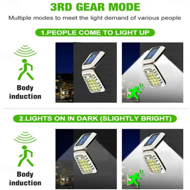Solar Flood Lights Remote Control Solar Outdoor Wall Lamp Household Outdoor Floodlight Courtyard Folding Outdoor Street Light 1PC